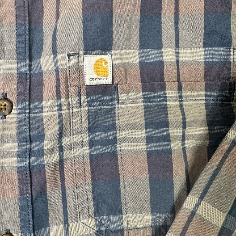 Carhartt Mens XL Relaxed Fit Plaid Button Down Shirt Long Sleeve Cotton Workwear - Picture 4 of 6